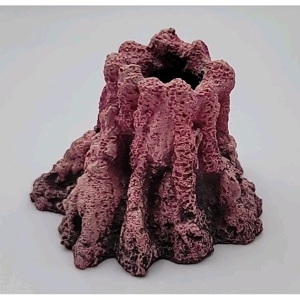 Air Operated Volcano Bubbler Aquarium Ornament Accessory Pink Coral-like